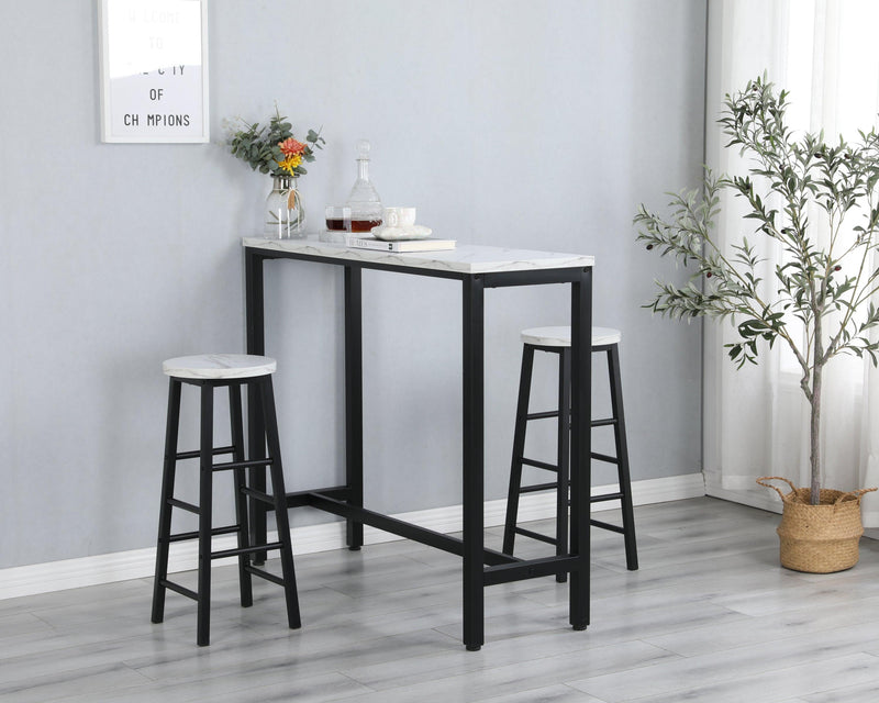 Faux Marble Black Table Top Bar Table with 2 Bar Chairs, Kitchen Counter with Bar Chairs,Breakfast Bar Table Sets, for Home,Kitchen, Office
