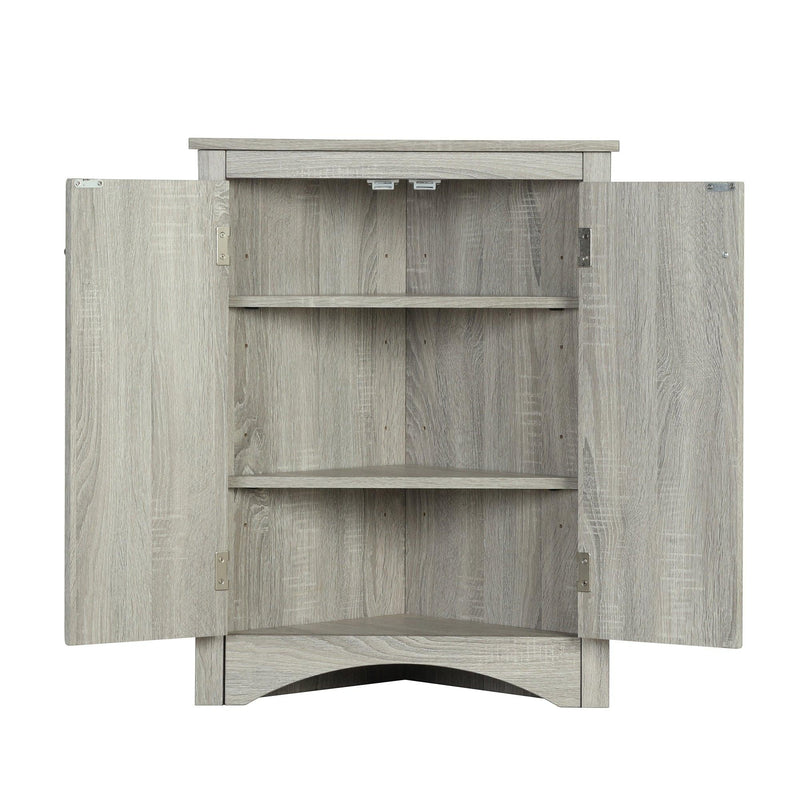 Oak Triangle BathroomStorage Cabinet with Adjustable Shelves, Freestanding Floor Cabinet for Home Kitchen - Urban Living Furniture (Los Angeles, CA)