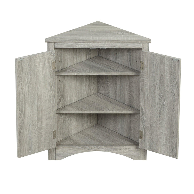 Oak Triangle BathroomStorage Cabinet with Adjustable Shelves, Freestanding Floor Cabinet for Home Kitchen - Urban Living Furniture (Los Angeles, CA)