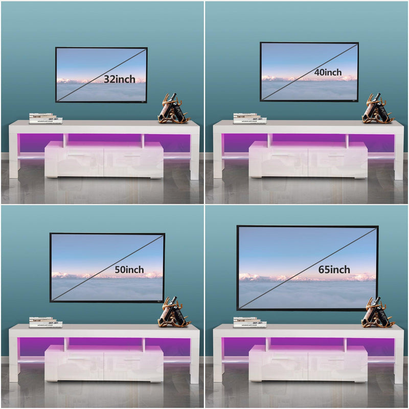 20 minutes quick assemble,White morden TV Stand with LED Lights,high glossy front TV Cabinet,can be assembled in Lounge Room, Living Room or Bedroom,color:WHITE - Urban Living Furniture (Los Angeles, CA)