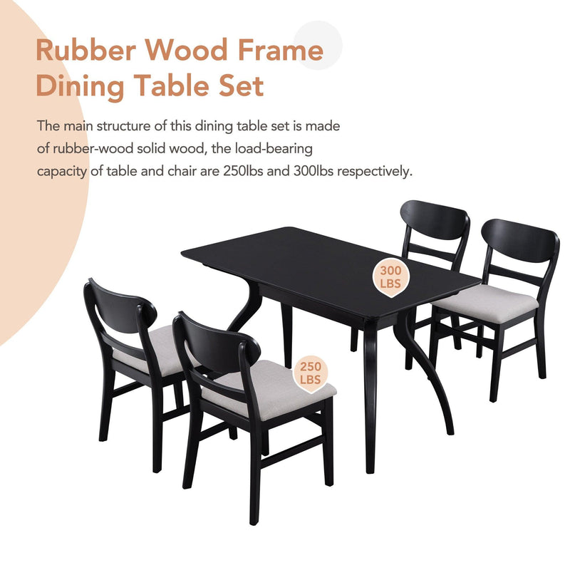 Elegant Rubber Wood Frame Dining Table Set with Special-shape LegsStorage Space MDF Board Tabletop Soft Cushion Chairs (Espresso) - Urban Living Furniture (Los Angeles, CA)