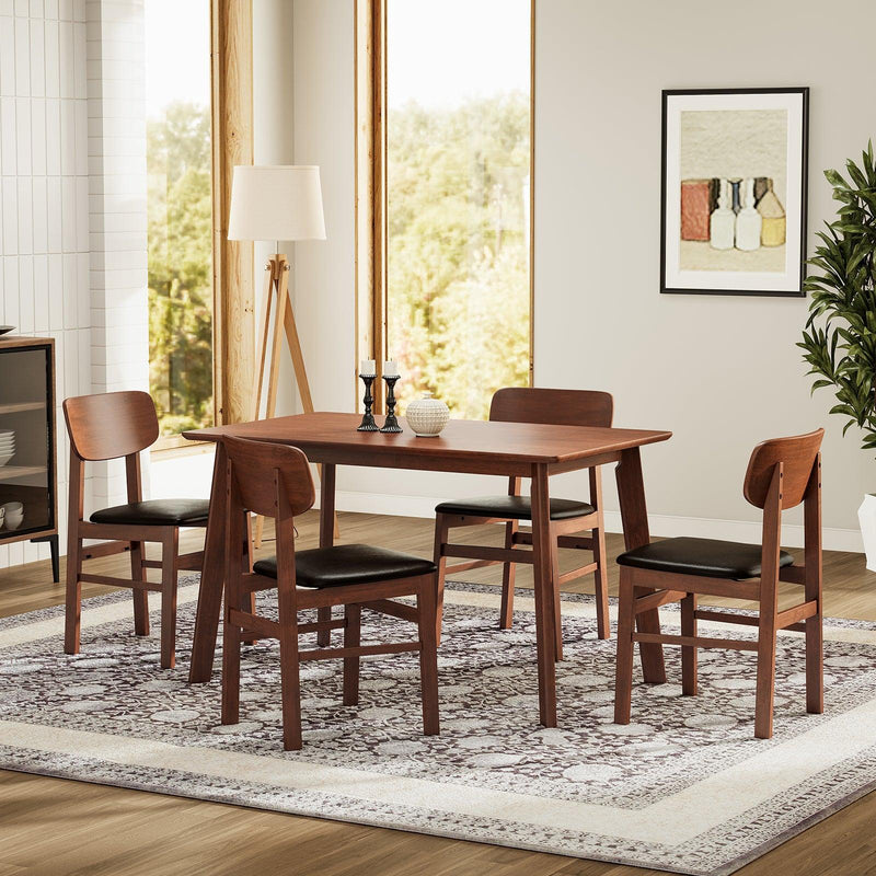 5 Pieces Dining Table Set 1 Dining Table and 4 Chairs Rustic Retro Solid RubberWood Table and Breakfast Upholstered Stools for Home Kitchen Dining Room - Urban Living Furniture (Los Angeles, CA)