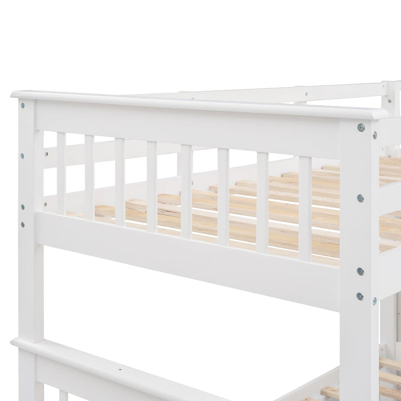 Twin over Full Bunk Bed with Twin size Trundle,Storage Staircase and Guard Rail - White - Urban Living Furniture (Los Angeles, CA)