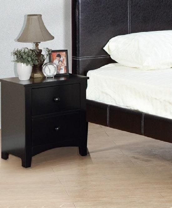 Bedroom Bed Side Table Nightstand Black Color Wooden 2 Drawers Table - Urban Living Furniture (Los Angeles, CA)