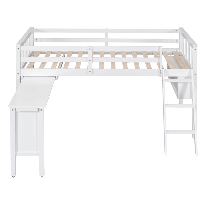 Twin Size Loft Bed With Removable Desk and Cabinet, White - Urban Living Furniture (Los Angeles, CA)