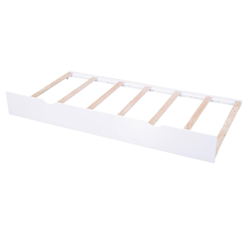 Queen SizeStorage Platform Bed with Pull Out Shelves and Twin Size Trundle, White - Urban Living Furniture (Los Angeles, CA)