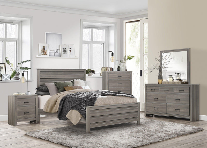 Dark Gray Finish Transitional Look Queen Bed 1pc Industrial RusticModern Style Bedroom Furniture - Urban Living Furniture (Los Angeles, CA)