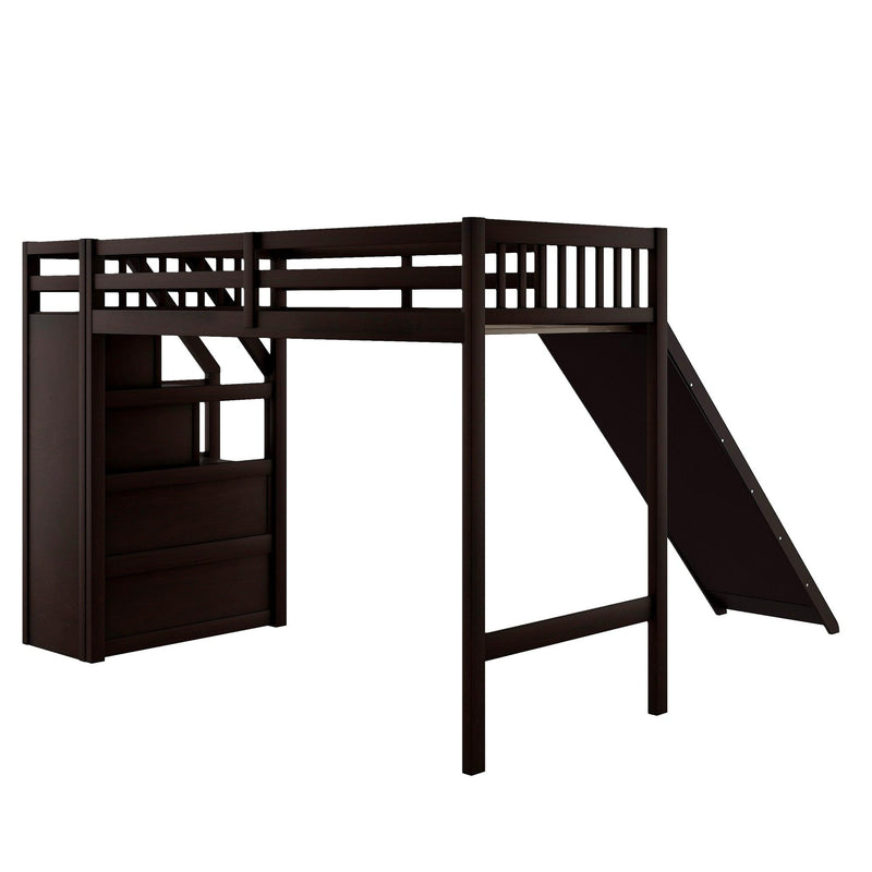 Twin Size Loft Bed withStorage and Slide, Espresso - Urban Living Furniture (Los Angeles, CA)