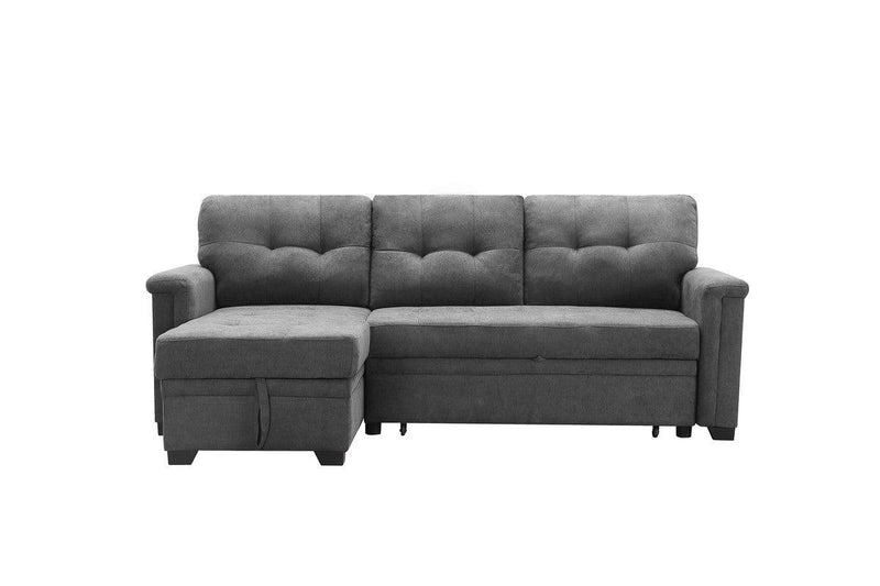 Kinsley Gray Woven Fabric Sleeper Sectional Sofa Chaise with USB Charger and Tablet Pocket - Urban Living Furniture (Los Angeles, CA)