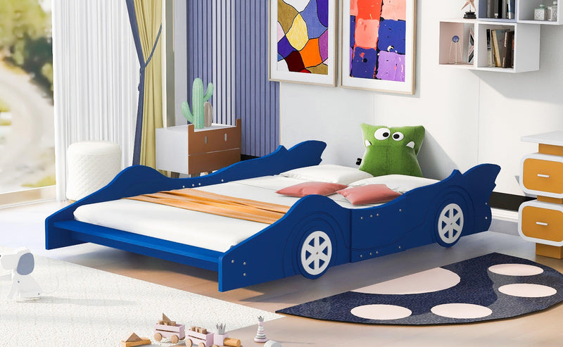 Full Size Race Car-Shaped Platform Bed with Wheels,Blue - Urban Living Furniture (Los Angeles, CA)