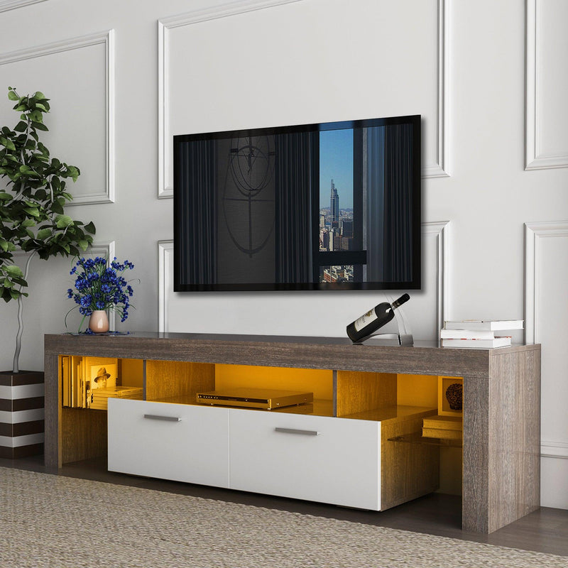 20 minutes quick assembly brown simpleModern TV cabinet Floor cabinet Floor TV wall cabinet Brown + whiteModern TV bracket with LED light - Urban Living Furniture (Los Angeles, CA)