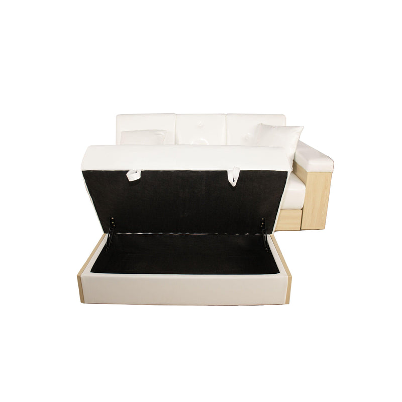 Multi-functional sofa, can sit, lie down, withStorage box and drawer, and theStorage box can be used as tea table and pedal(white) - Urban Living Furniture (Los Angeles, CA)