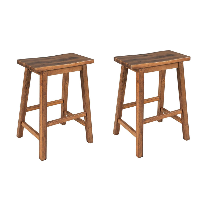 Solid Wood Rustic 3-piece 45" Stationary Kitchen Island Set with 2 Seatings, Rubber Wood Butcher Block Dining Table Set Prep Table Set with 2 Open Shelves for Small Places,Walnut+Cream White - Urban Living Furniture (Los Angeles, CA)