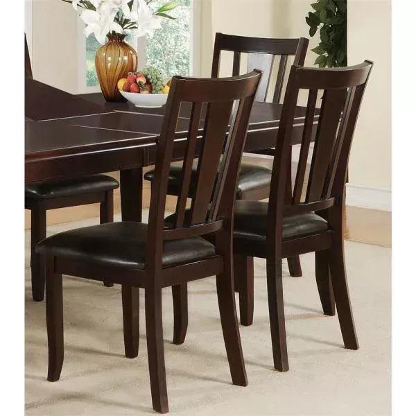 Simple Contemporary Set of 2 Side Chairs Brown Finish Dining Seating Cushion Chair Unique Design Kitchen Dining Room Faux Leather Seat - Urban Living Furniture (Los Angeles, CA)