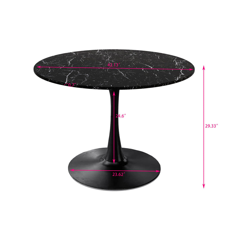 42.12"Modern Round Dining Table with Printed Black Marble Table Top,Metal Base  Dining Table, End Table Leisure Coffee Table - Urban Living Furniture (Los Angeles, CA)