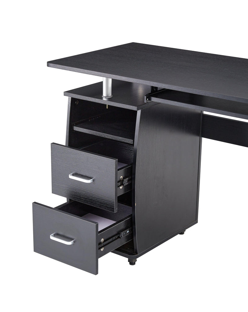 solid wood computer Desk,office table with PC droller,Storage shelves and file cabinet , two drawers, CPU tray,a shelf  used for planting, single , black. 47.24''L 21.65''W 34.35''H - Urban Living Furniture (Los Angeles, CA)