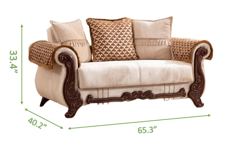 Carmen 3 Pc Made With Chenille Upholstery in Beige Color