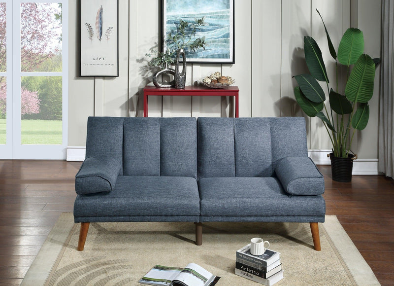 Blue Grey Polyfiber Adjustable Sofa Living Room Furniture Solid wood Legs Plush Couch - Urban Living Furniture (Los Angeles, CA)