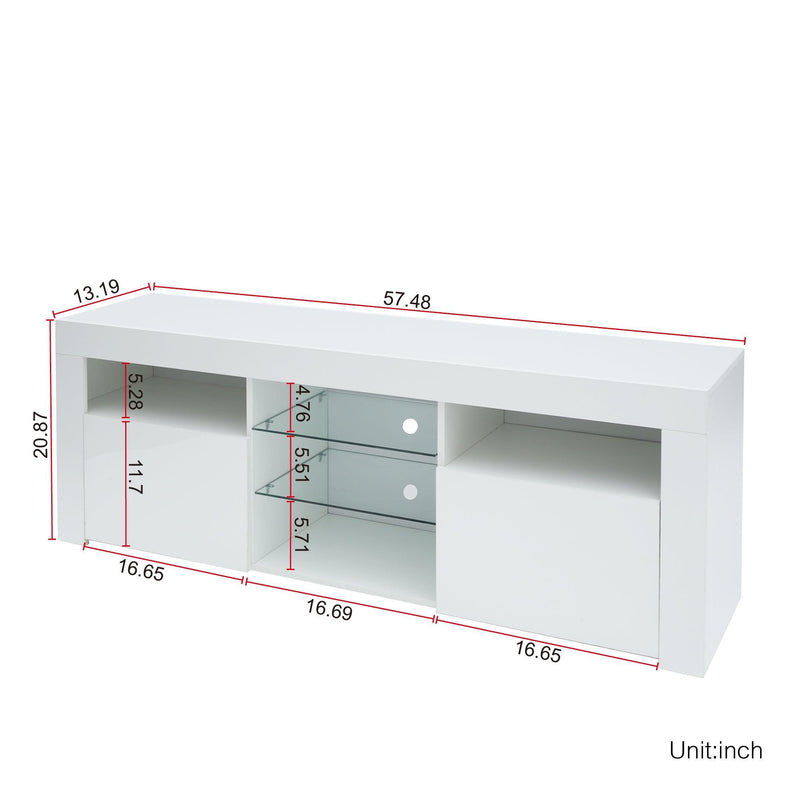 145Modern 57" TV Stand Matte Body High Gloss Fronts with 16 Color LEDs - Urban Living Furniture (Los Angeles, CA)