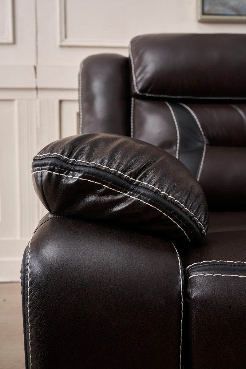 Reclining upholstered manual puller in faux leather, Brown 38.58*38.58*40.16 - Urban Living Furniture (Los Angeles, CA)