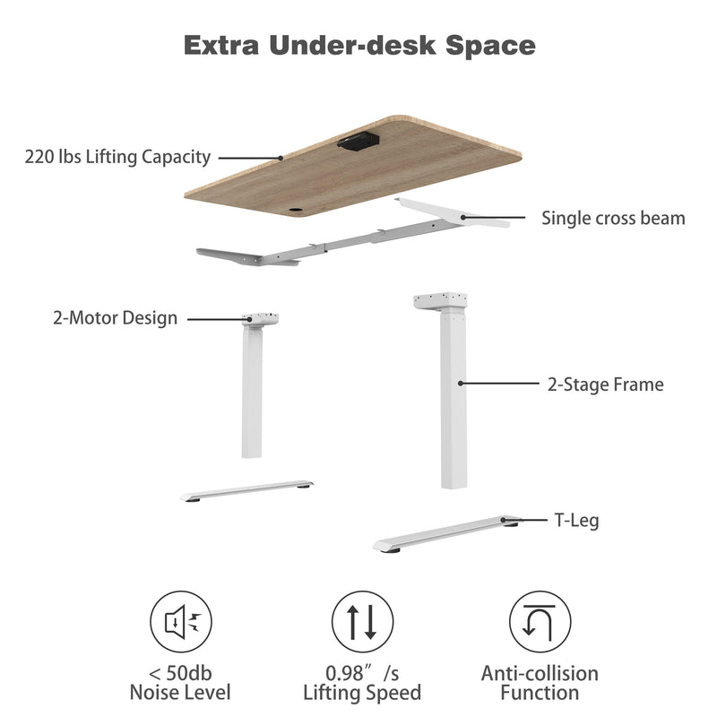 Ergonomic Standing Desk Base Workstation Frame Only，silver grey - Urban Living Furniture (Los Angeles, CA)