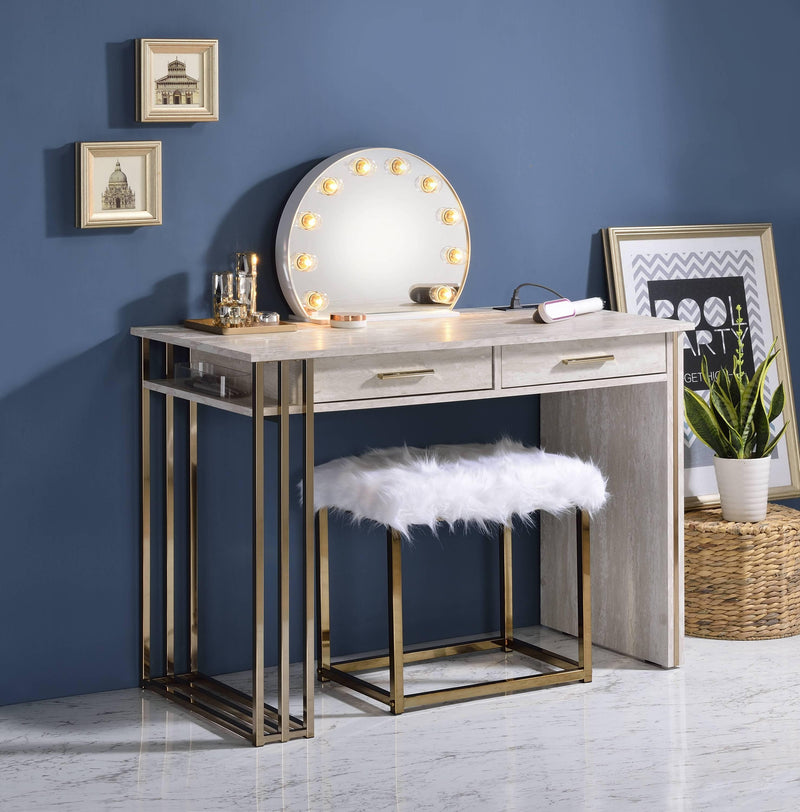 ACME Tyeid Vanity Desk w/USB in Antique White & Gold Finish AC00898 - Urban Living Furniture (Los Angeles, CA)