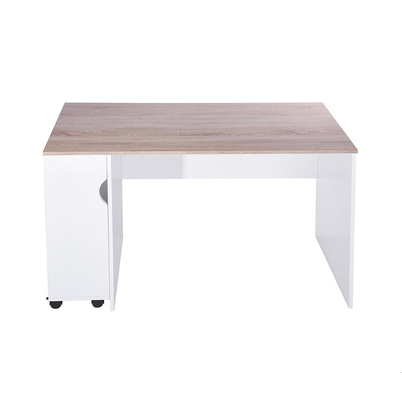 47.4" L Computer Desk with movable bookcase, oak & white - Urban Living Furniture (Los Angeles, CA)