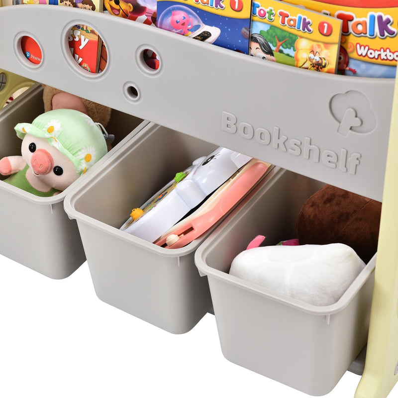 Kids Bookshelf ToyStorage Organizer with 12 Bins and 4 Bookshelves, Multi-functional Nursery Organizer Kids Furniture Set ToyStorage Cabinet Unit with HDPE Shelf and Bins - Urban Living Furniture (Los Angeles, CA)