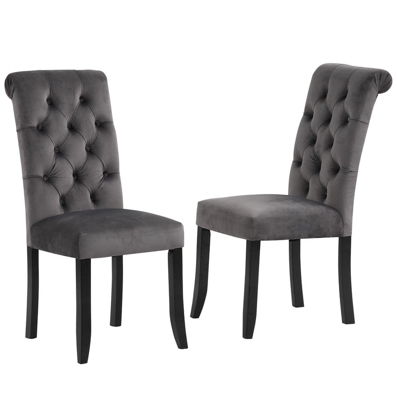 Classic Fabric Tufted Dining Chair with Wooden Legs - Set of 2 - Urban Living Furniture (Los Angeles, CA)