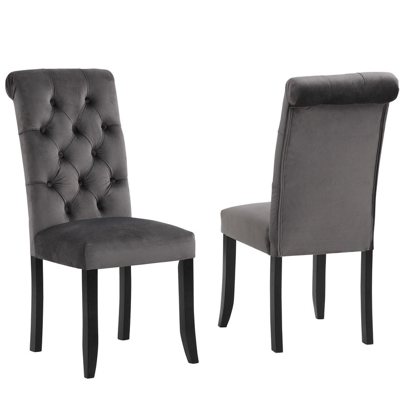 Classic Fabric Tufted Dining Chair with Wooden Legs - Set of 2 - Urban Living Furniture (Los Angeles, CA)