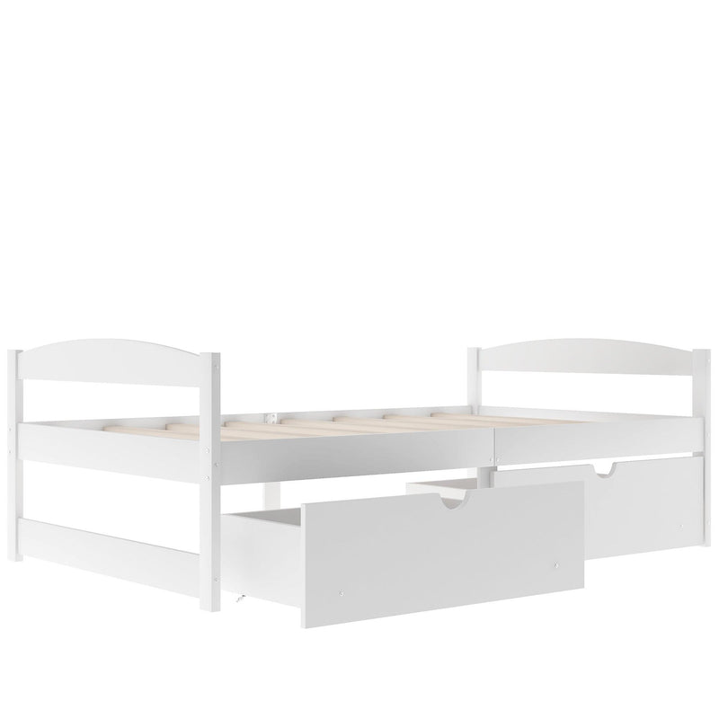 Twin size platform bed, with two drawers, white - Urban Living Furniture (Los Angeles, CA)