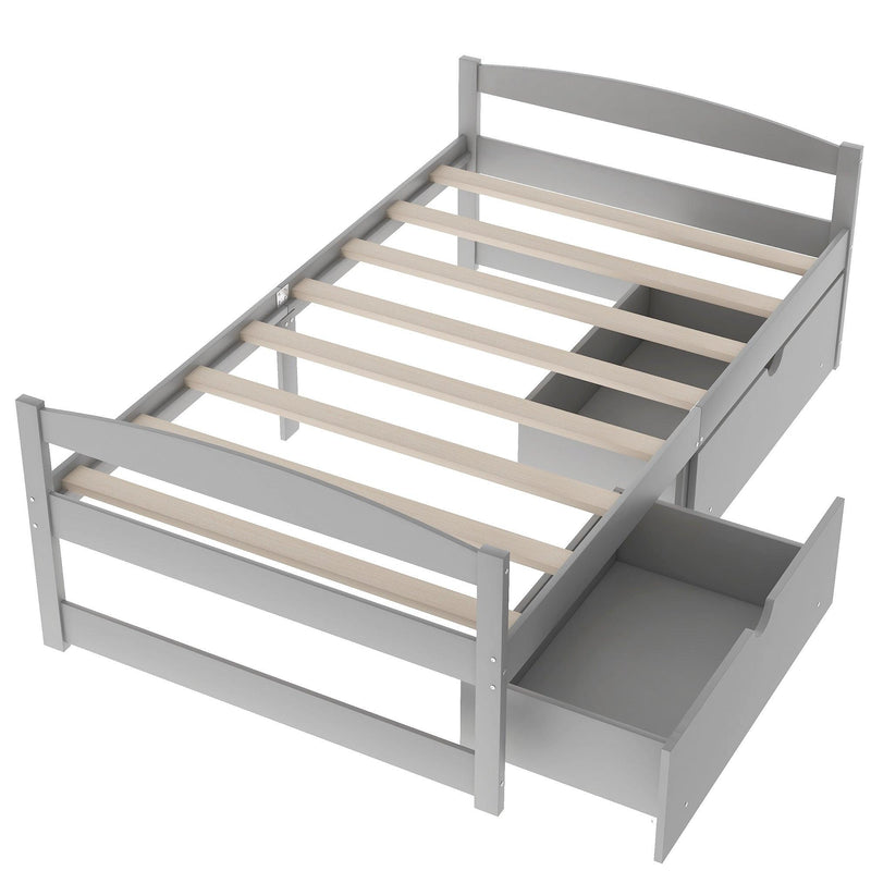 Twin size platform bed, with two drawers, gray - Urban Living Furniture (Los Angeles, CA)