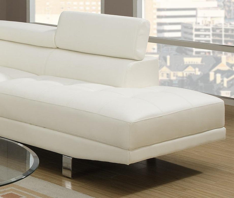 White Color Sectional Living Room Furniture Faux Leather Adjustable Headrest Right Facing Chaise & Left Facing Sofa - Urban Living Furniture (Los Angeles, CA)