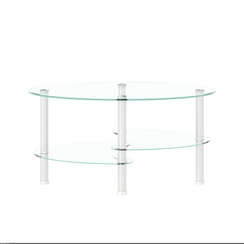 Transparent Oval glass coffee table,Modern table with stainless steel  leg, tea table 3-layer glass table for living room - Urban Living Furniture (Los Angeles, CA)