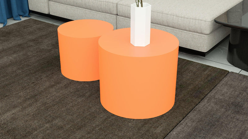 MDF Nesting table Set of 2 Rround Side Table Orange - Urban Living Furniture (Los Angeles, CA)