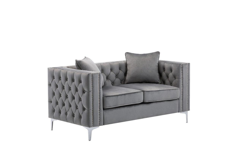 Lorreto Gray Velvet Fabric Sofa Loveseat Living Room Set - Urban Living Furniture (Los Angeles, CA)