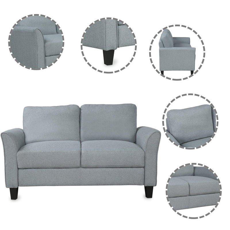 Living Room Furniture Loveseat Sofa and 3-seat  sofa (Gray)