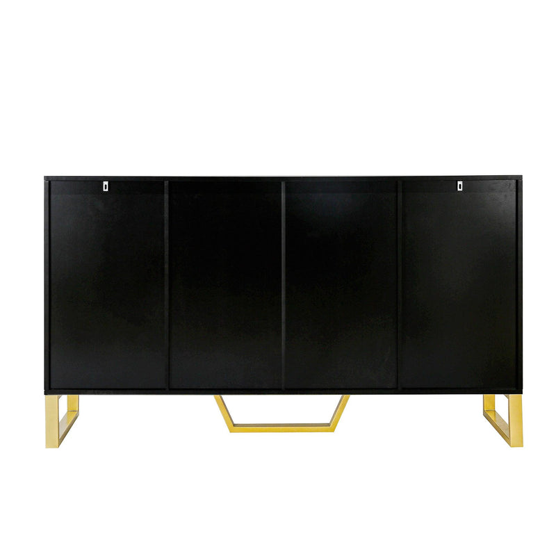 Modern sideboard with Four Doors, Metal handles & Legs and Adjustable Shelves Kitchen Cabinet (Black) - Urban Living Furniture (Los Angeles, CA)