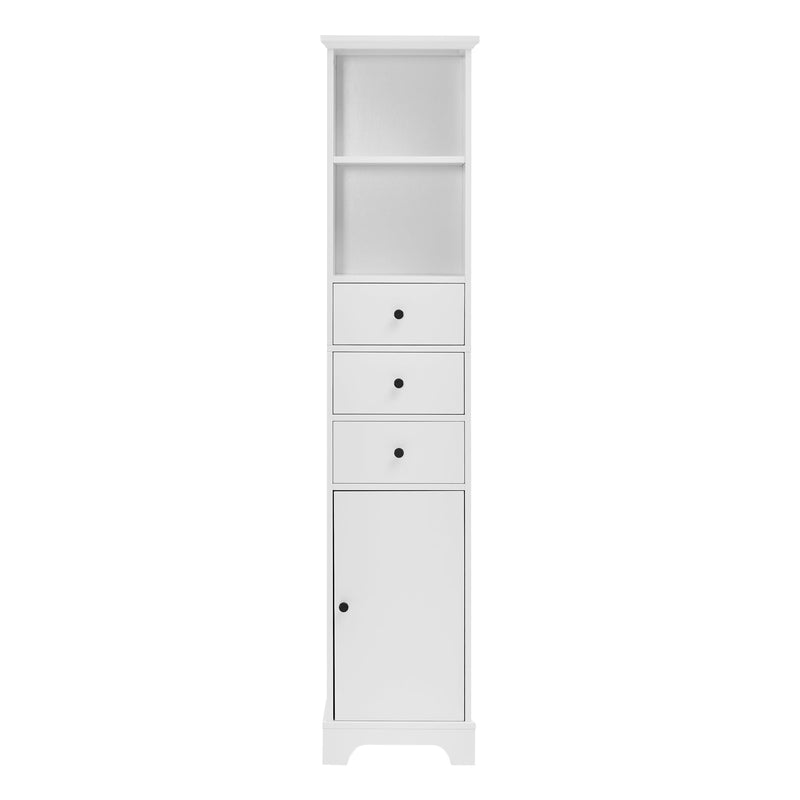 White Tall Bathroom Cabinet, FreestandingStorage Cabinet with 3 Drawers and Adjustable Shelf, MDF Board with Painted Finish - Urban Living Furniture (Los Angeles, CA)