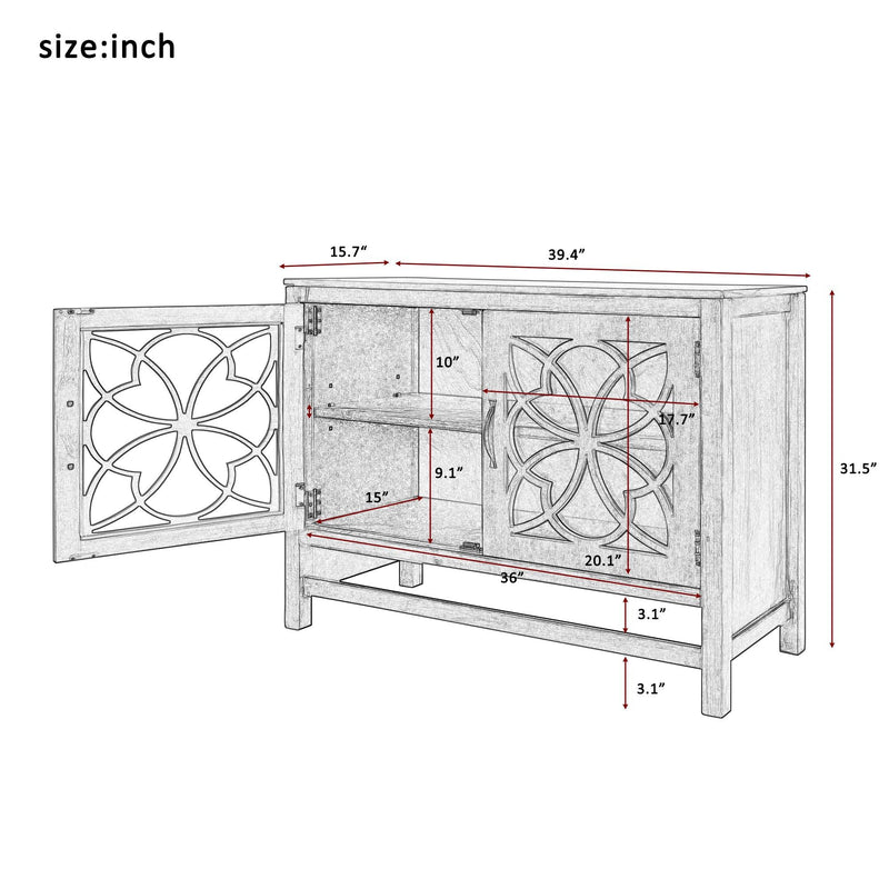 WoodStorage Cabinet with Doors and Adjustable Shelf, Entryway Kitchen Dining Room, Brown - Urban Living Furniture (Los Angeles, CA)