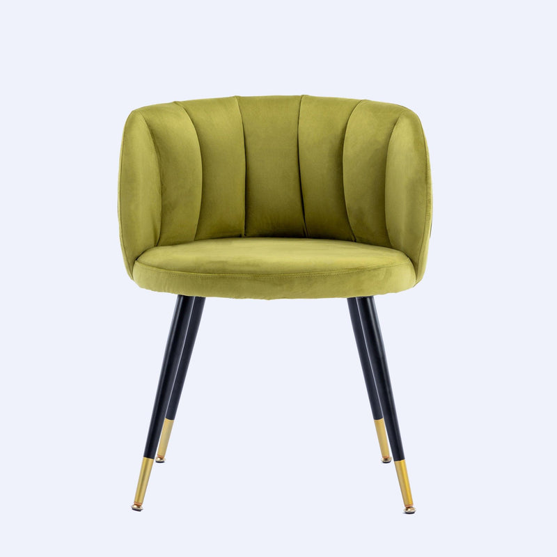 Olive Green Velvet lounge chair, black metal feet, unique back design, suitable for office, living room, bedroom - Urban Living Furniture (Los Angeles, CA)