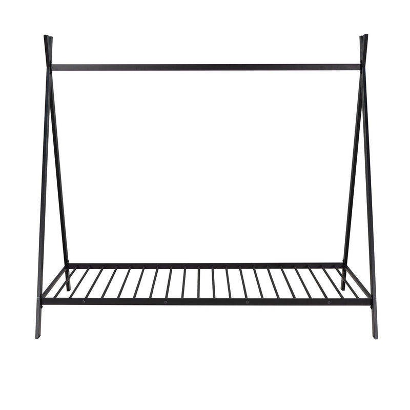 House Bed Tent Bed Frame Twin Size Metal Floor Play House Bed with Slat for Kids Girls Boys , No Box Spring Needed Black - Urban Living Furniture (Los Angeles, CA)