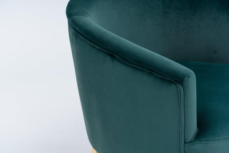 Velvet Accent Armchair Tub Barrel Chair With Gold Metal Legs,Dark Green - Urban Living Furniture (Los Angeles, CA)