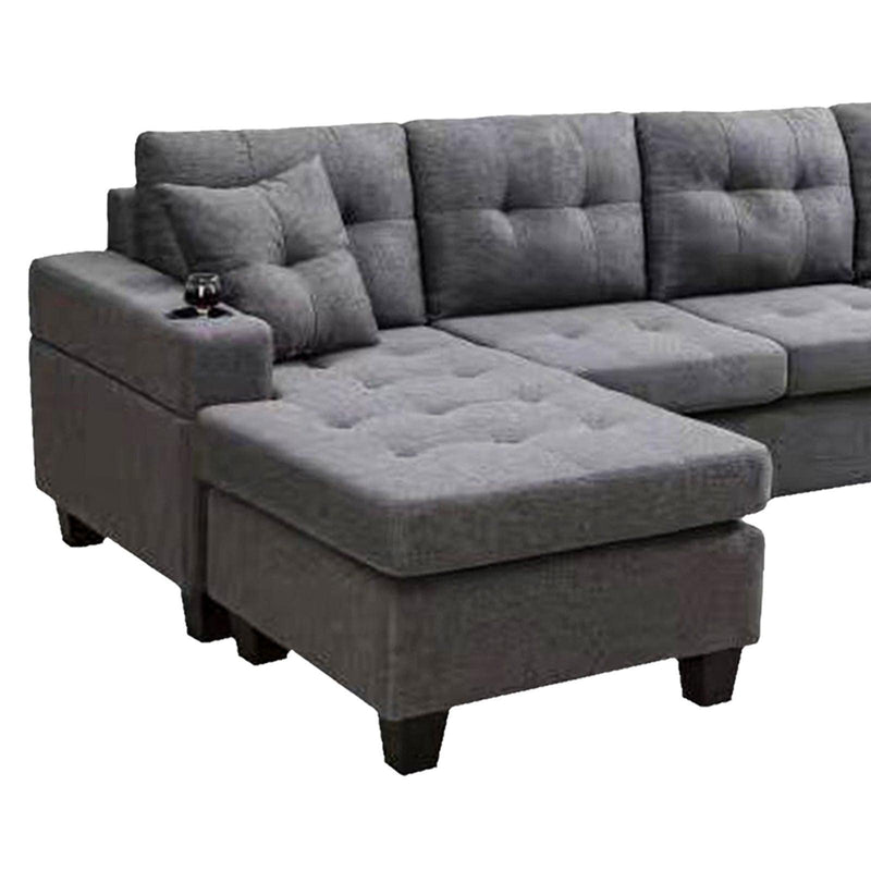 sectional sofa left with footrest, convertible corner sofa with armrestStorage, sectional sofa for living room and apartment, chaise longue left (grey) - Urban Living Furniture (Los Angeles, CA)