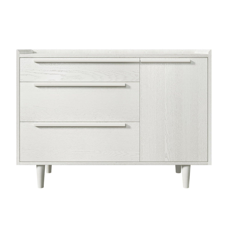 Modern Style Manufactured Wood 3-Drawer Dresser with Solid Wood Legs, White