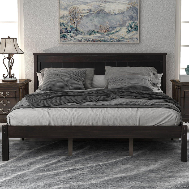 Platform Bed Frame with Headboard , Wood Slat Support , No Box Spring Needed ,Queen,Espresso - Urban Living Furniture (Los Angeles, CA)