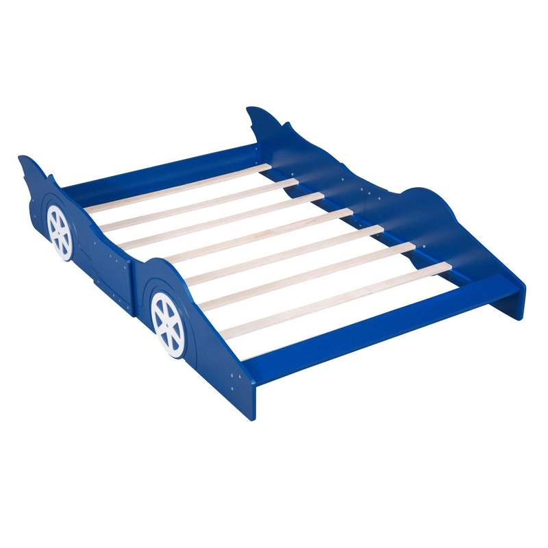 Full Size Race Car-Shaped Platform Bed with Wheels,Blue - Urban Living Furniture (Los Angeles, CA)