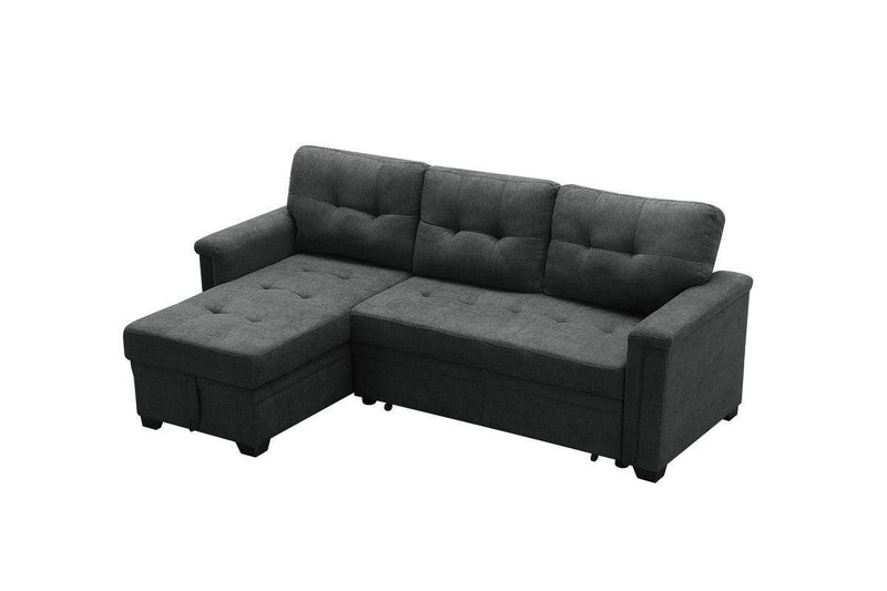 Ashlyn Dark Gray Woven Fabric Sleeper Sectional Sofa Chaise with USB Charger and Tablet Pocket - Urban Living Furniture (Los Angeles, CA)