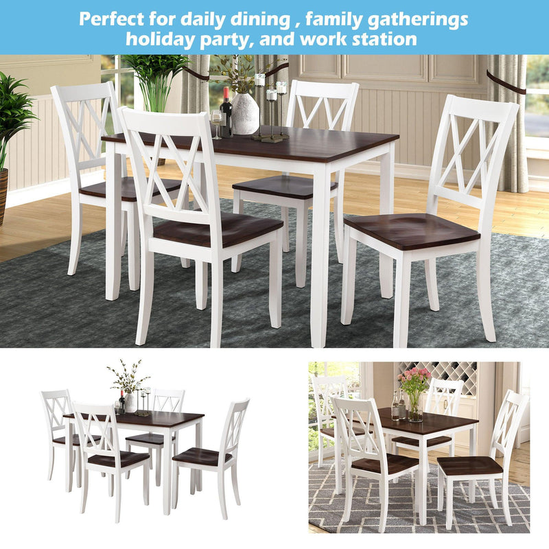 5-Piece Dining Table Set Home Kitchen Table and Chairs Wood Dining Set (White+Cherry) - Urban Living Furniture (Los Angeles, CA)