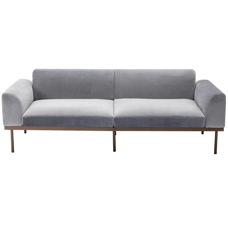 Modern Velvet Sofa with Metal Legs,Loveseat Sofa Couch with Two Pillows for Living Room and Bedroom,Grey - Urban Living Furniture (Los Angeles, CA)